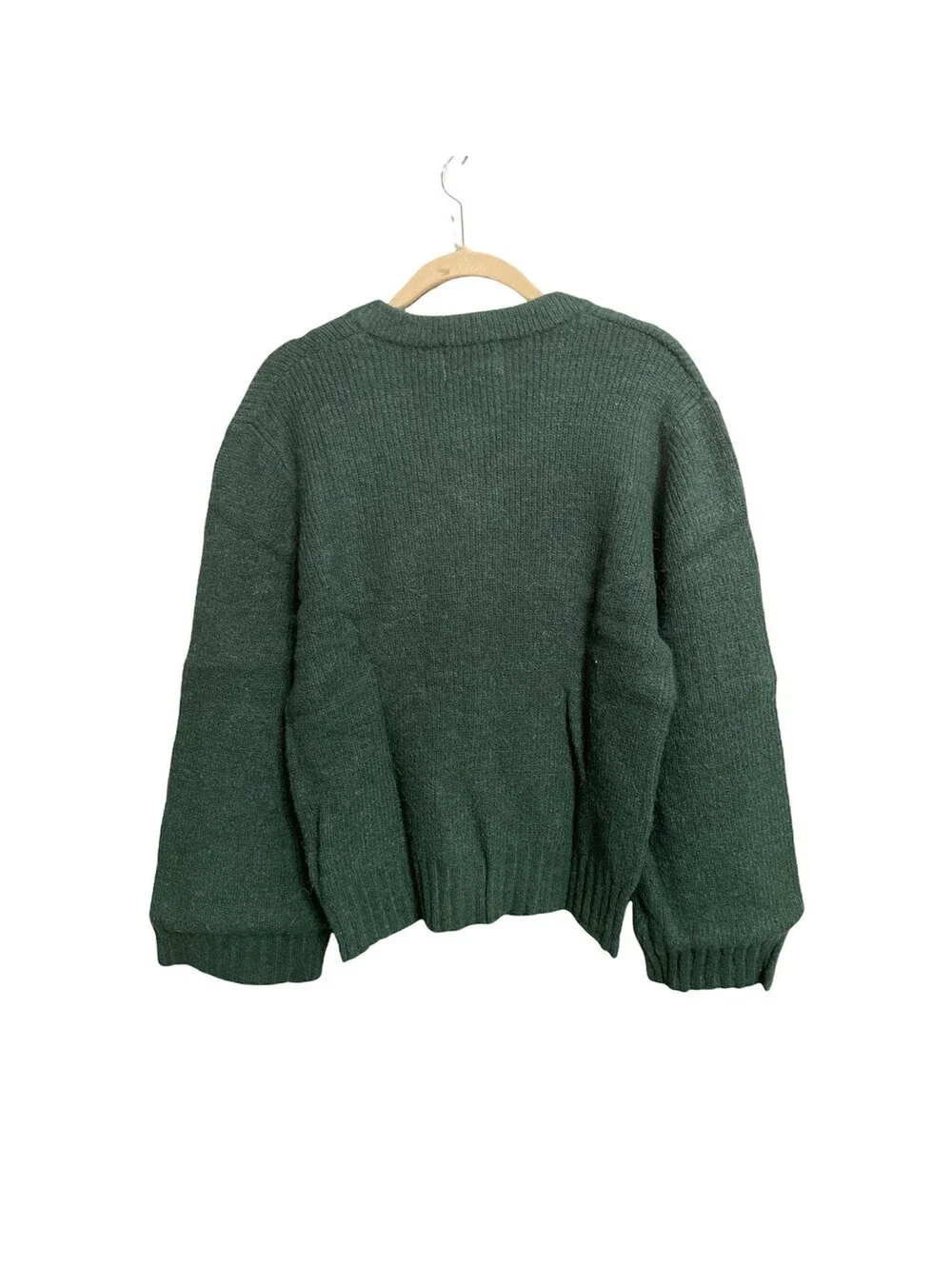 Sparkz Copenhagen Womens Amia Pullover Sweater Green V Neck Stretch Size M New